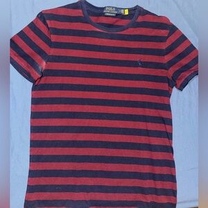 Ralph Lauren Burgundy and Navy Striped Tee